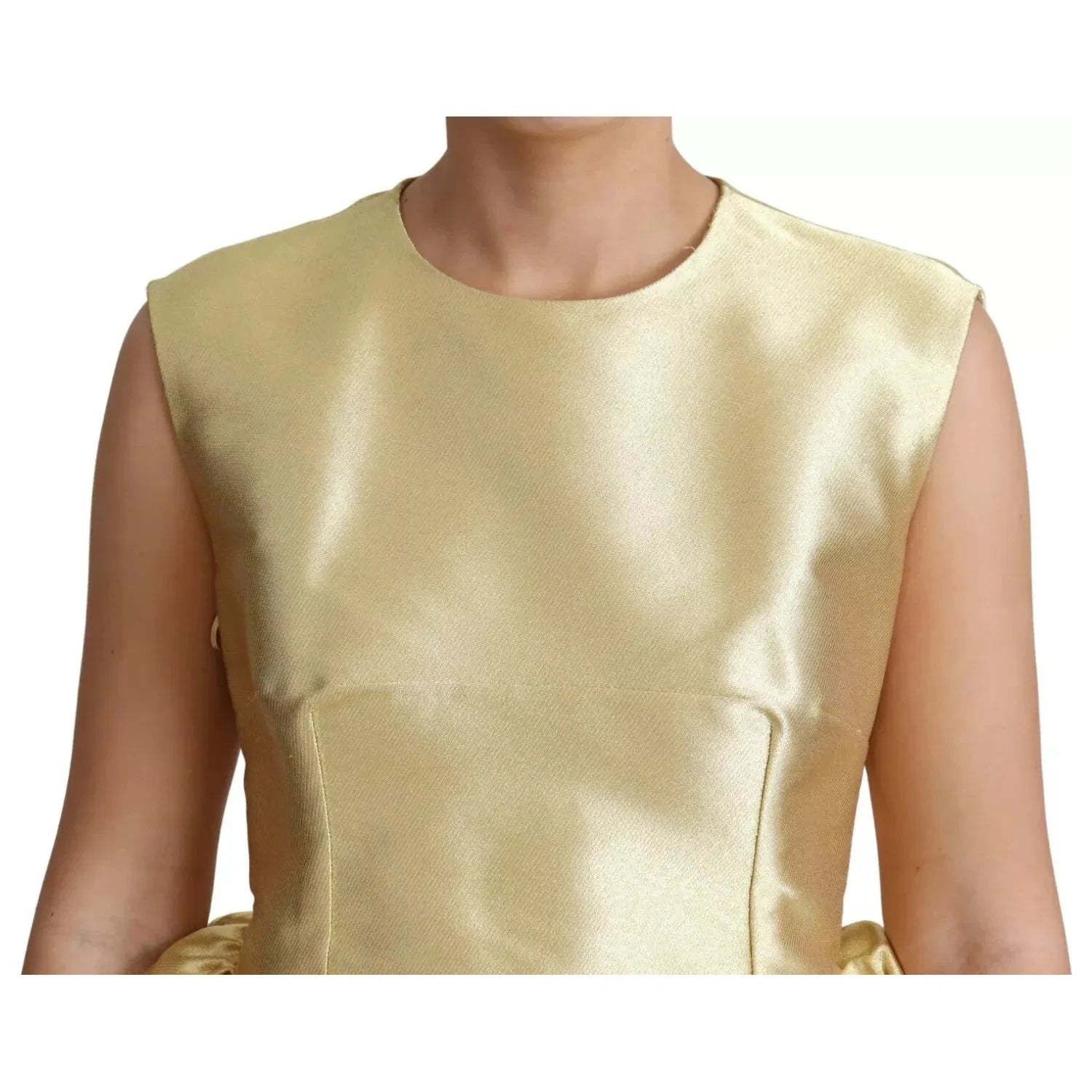 Dolce & Gabbana Polyester Gold Sleeveless A-line Tulle Dress