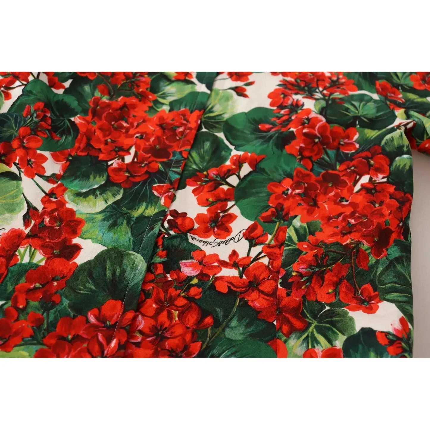 Dolce & Gabbana Red Green Portofino-Print Poplin Midi Dress Dolce & Gabbana