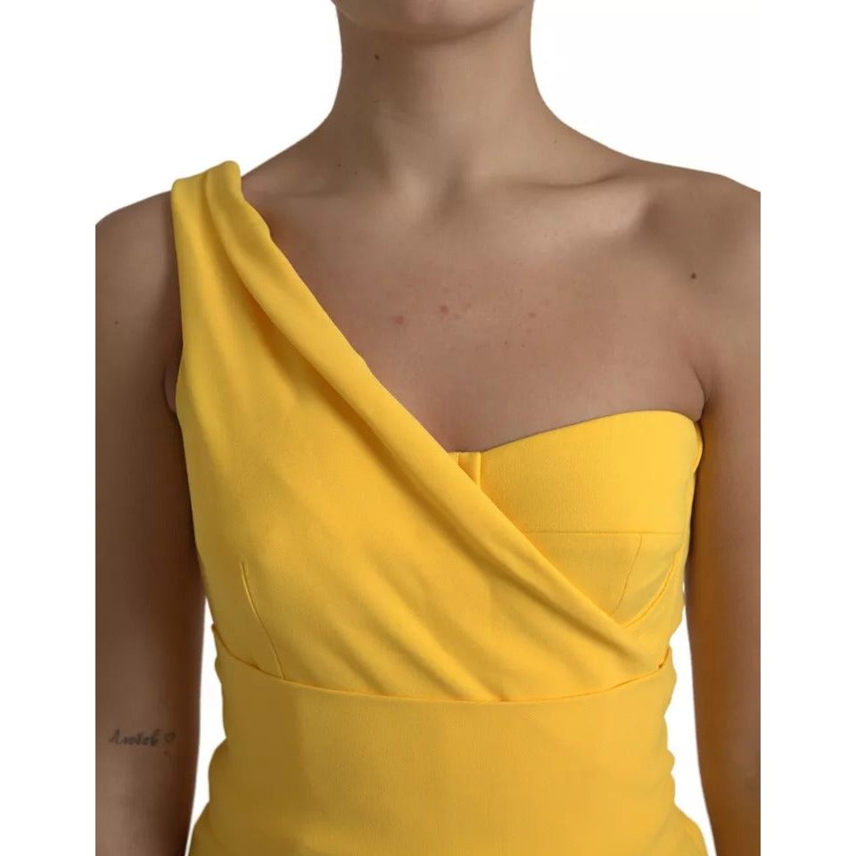 Dolce & Gabbana Yellow One Shoulder Side Slit Midi Dress Dolce & Gabbana