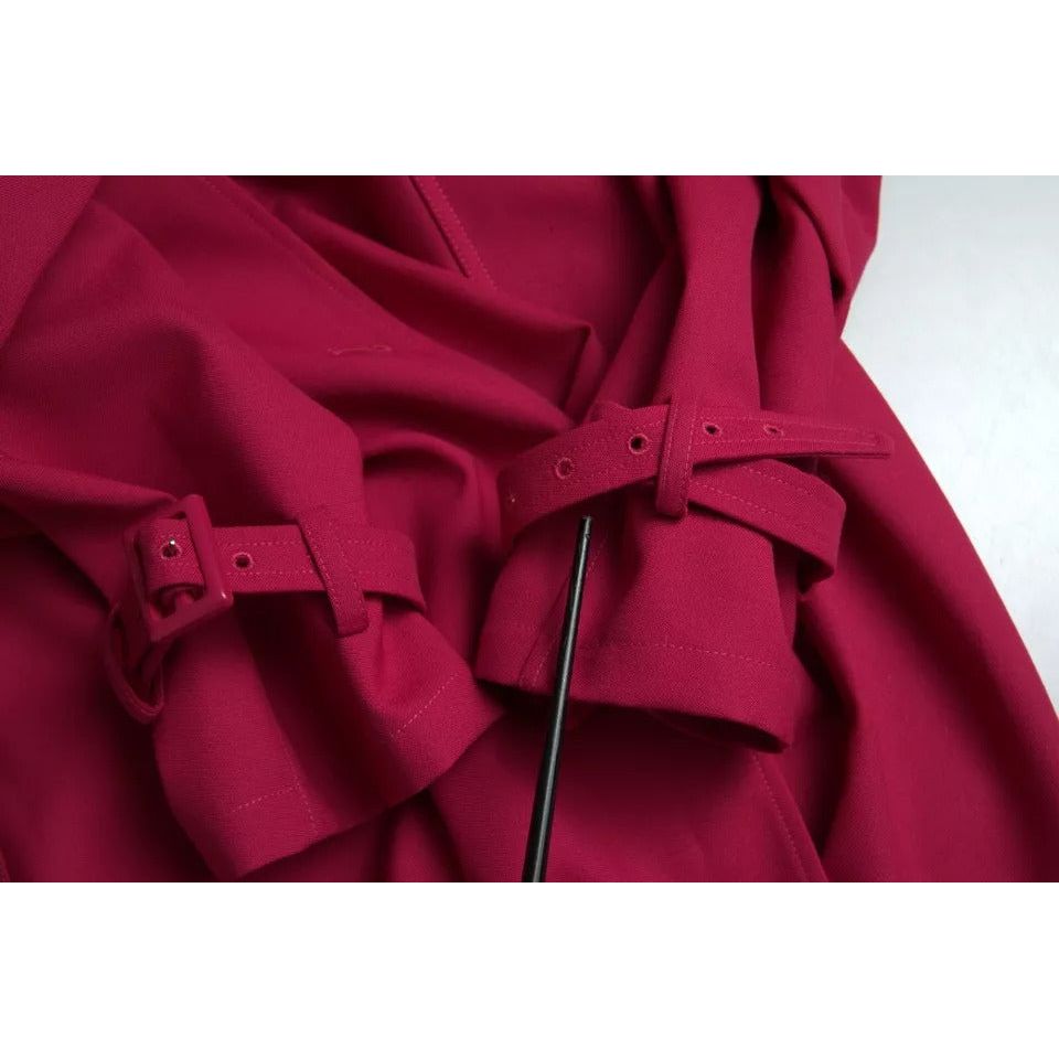 Dolce & Gabbana Dark Pink Double Breasted Trench Coat Jacket Dolce & Gabbana