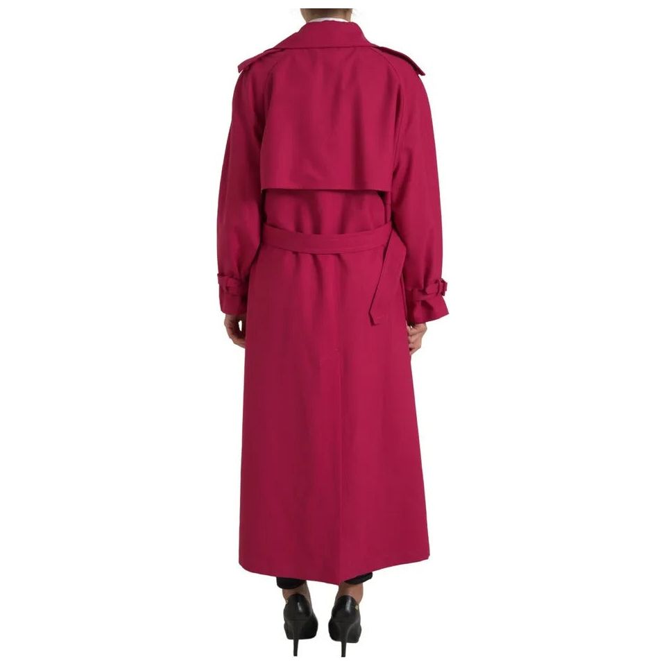 Dolce & Gabbana Dark Pink Double Breasted Trench Coat Jacket Dolce & Gabbana