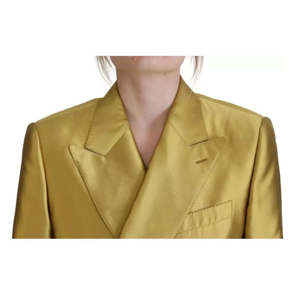 Dolce & Gabbana Gold Satin Long Sleeves Blazer Coat Jacket Dolce & Gabbana