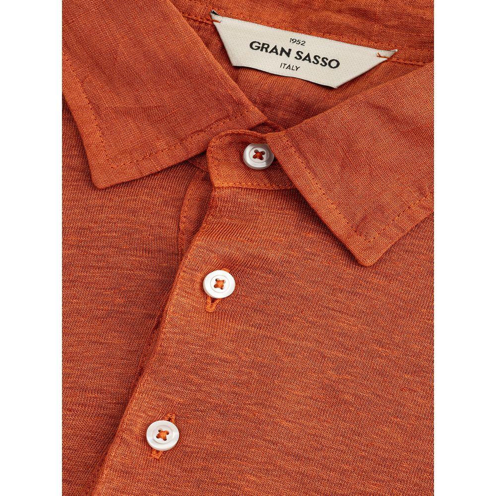 Gran Sasso Elegant Linen Polo Shirt in Sophisticated Brown Gran Sasso