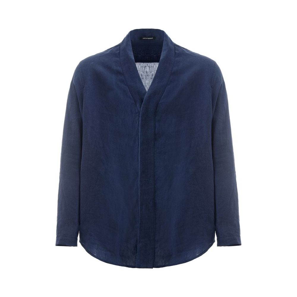 Emporio Armani Elegant Blue Linen Men's Jacket Emporio Armani