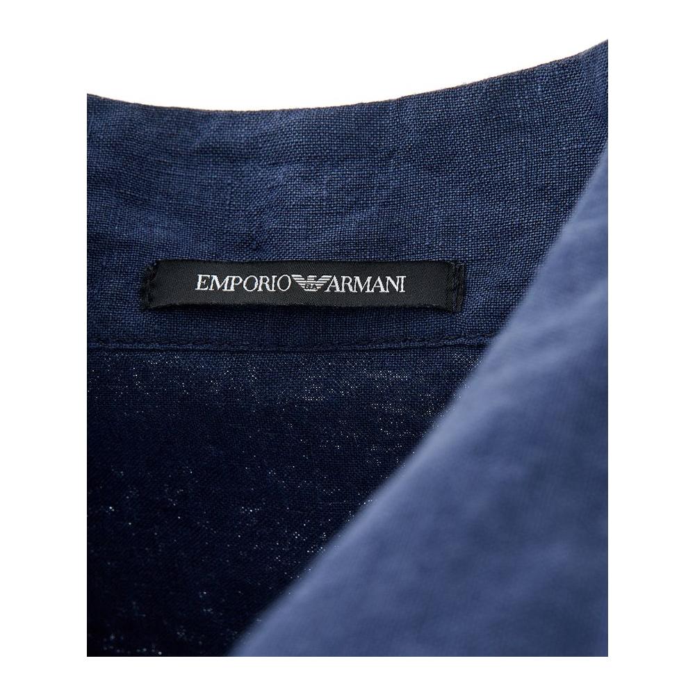 Emporio Armani Elegant Blue Linen Men's Jacket Emporio Armani