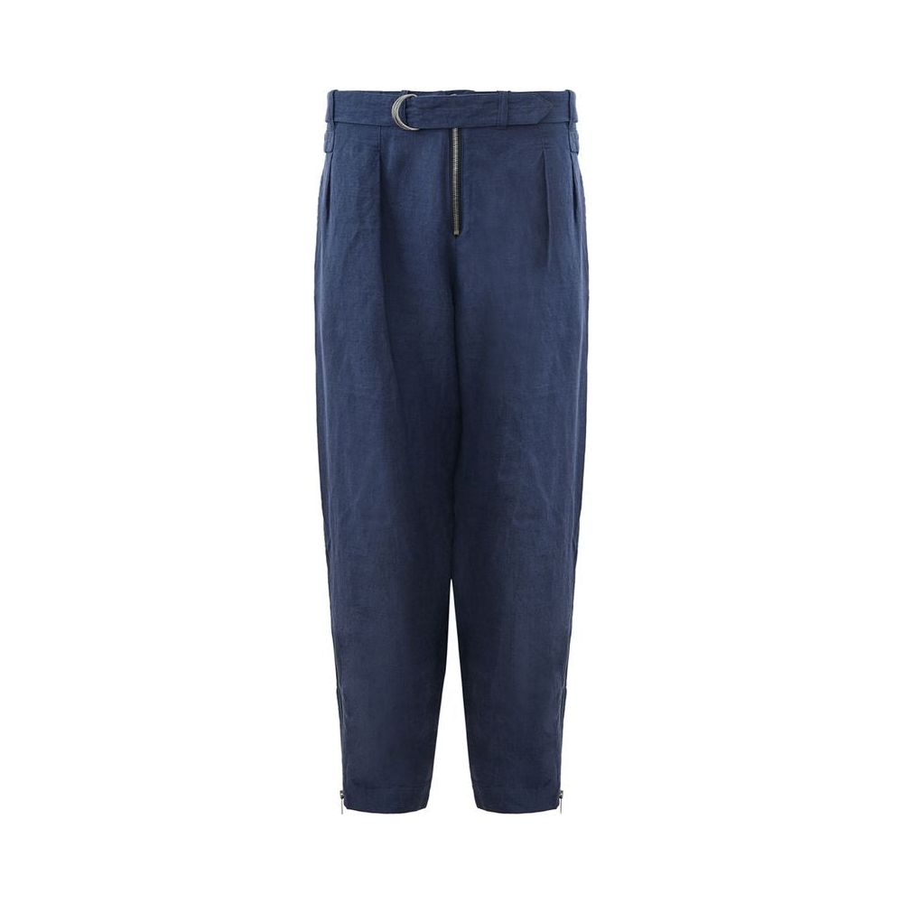 Emporio Armani Elegant Linen Blue Trousers for Men Emporio Armani