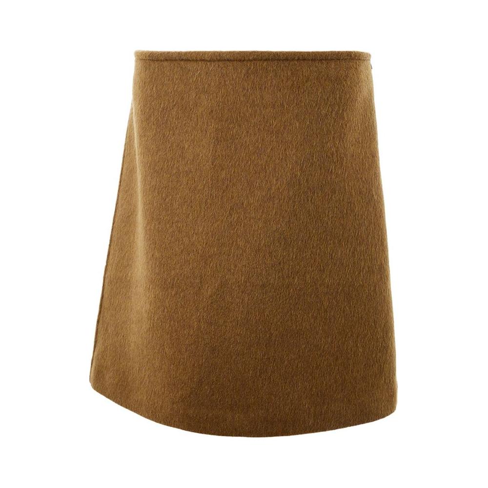 Bottega Veneta Elegant Wool Midi Skirt in Brown