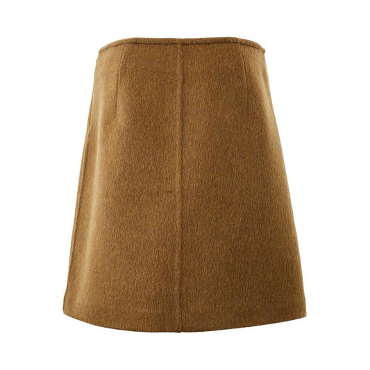 Bottega Veneta Elegant Wool Midi Skirt in Brown Bottega Veneta