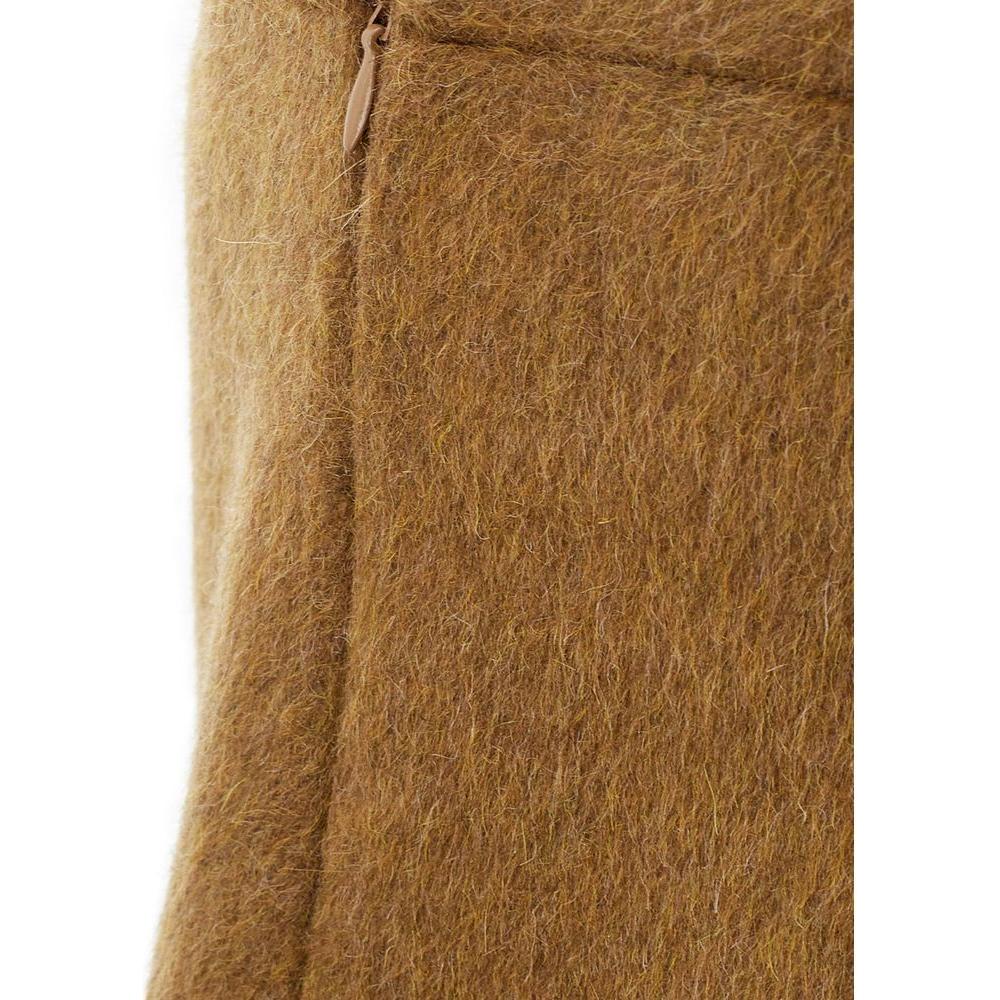 Bottega Veneta Elegant Wool Midi Skirt in Brown Bottega Veneta