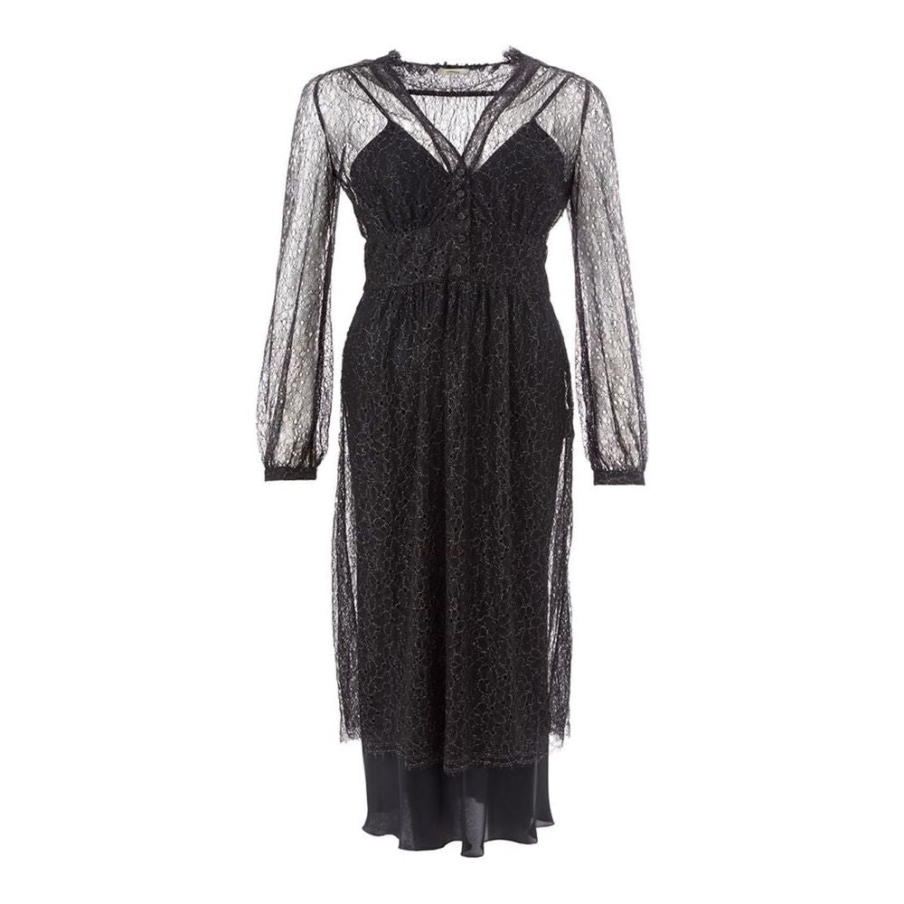 Lardini Elegant Black Nylon Dress Lardini