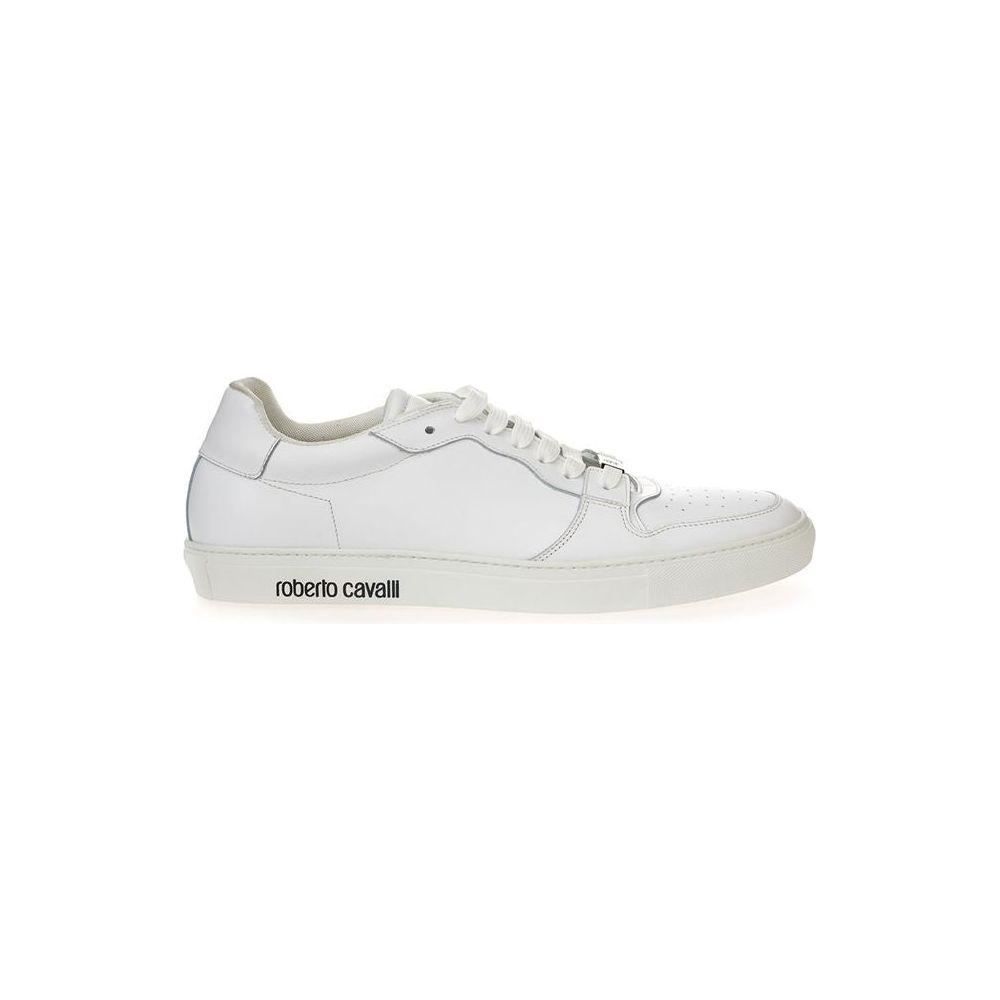 Roberto Cavalli White Leather Sneakers Luxe Footwear