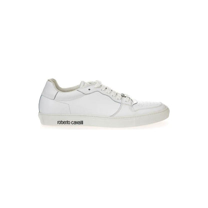 Roberto Cavalli White Leather Sneakers Luxe Footwear Roberto Cavalli