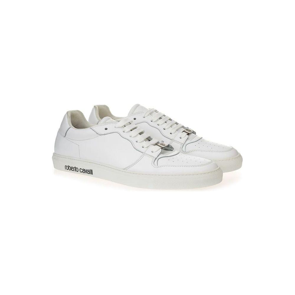 Roberto Cavalli White Leather Sneakers Luxe Footwear