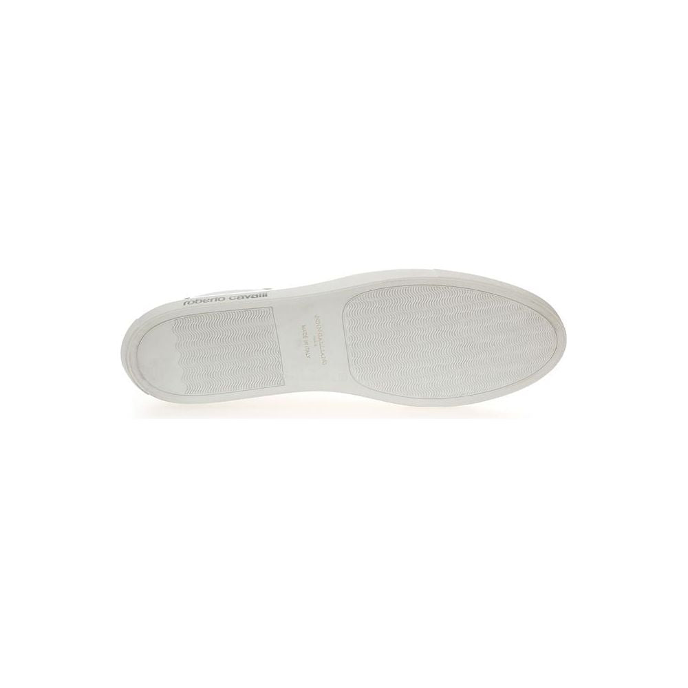 Roberto Cavalli White Leather Sneakers Luxe Footwear Roberto Cavalli