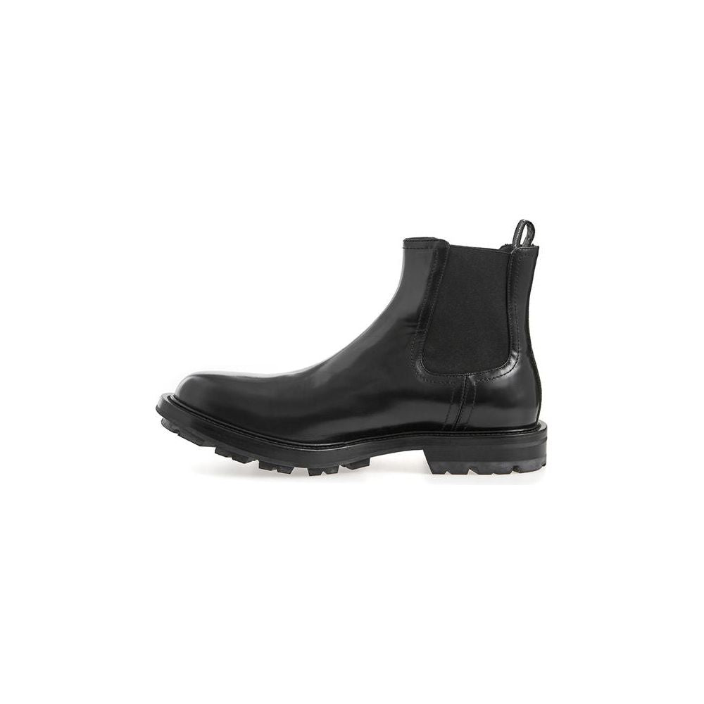 Alexander McQueen Sleek Black Leather Boots for Men Alexander McQueen