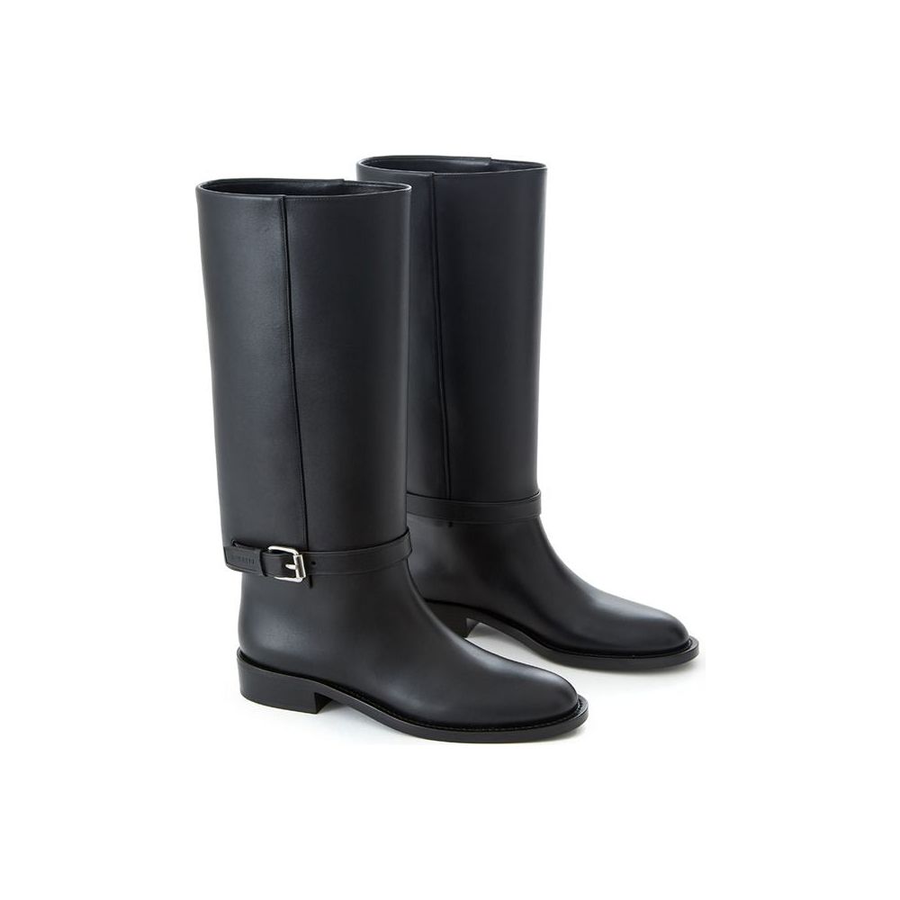 Burberry Elegant Leather Boots in Timeless Black Burberry