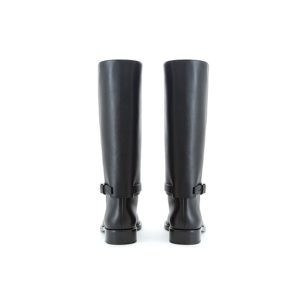 Burberry Elegant Leather Boots in Timeless Black Burberry