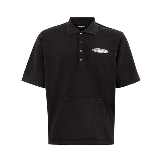 Dsquared² Sleek Black Cotton Polo for Modern Men Dsquared²