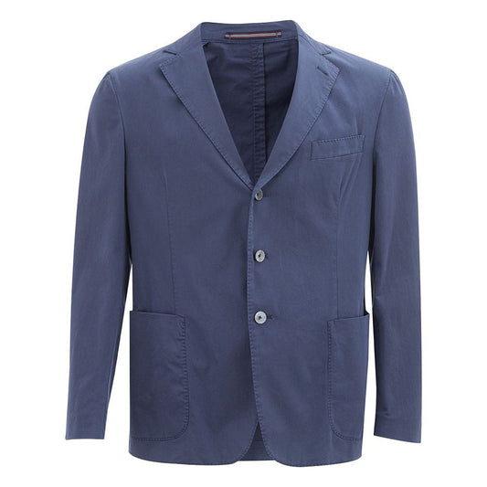 Pal Zileri Elegant Italian Blue Cotton Jacket Pal Zileri