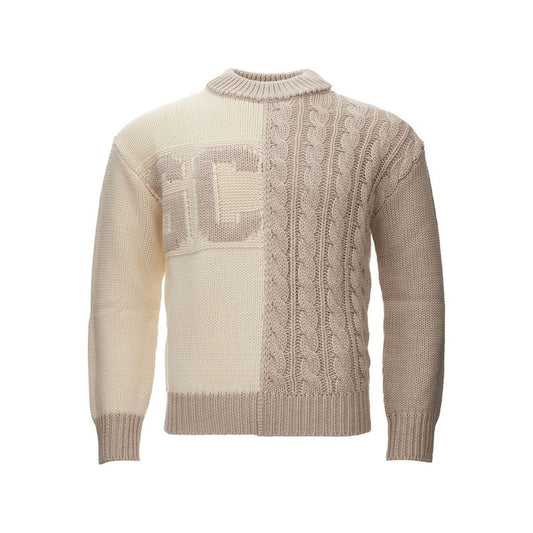 GCDS Chic Beige Wool Sweater for the Stylish Man GCDS