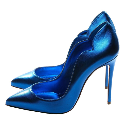 Christian Louboutin Hot Chick 100 Blue Mirrored Patent Leather High Heel Pumps Christian Louboutin