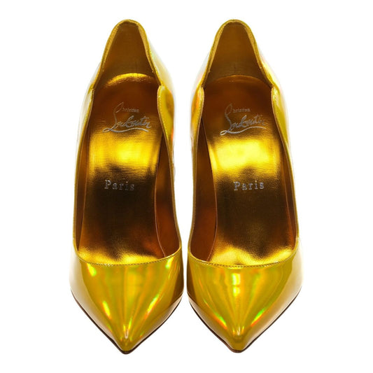 Christian Louboutin Hot Chick 100 Yellow Mirrored Patent Leather High Heel Pumps Christian Louboutin