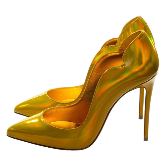 Christian Louboutin Hot Chick 100 Yellow Mirrored Patent Leather High Heel Pumps Christian Louboutin