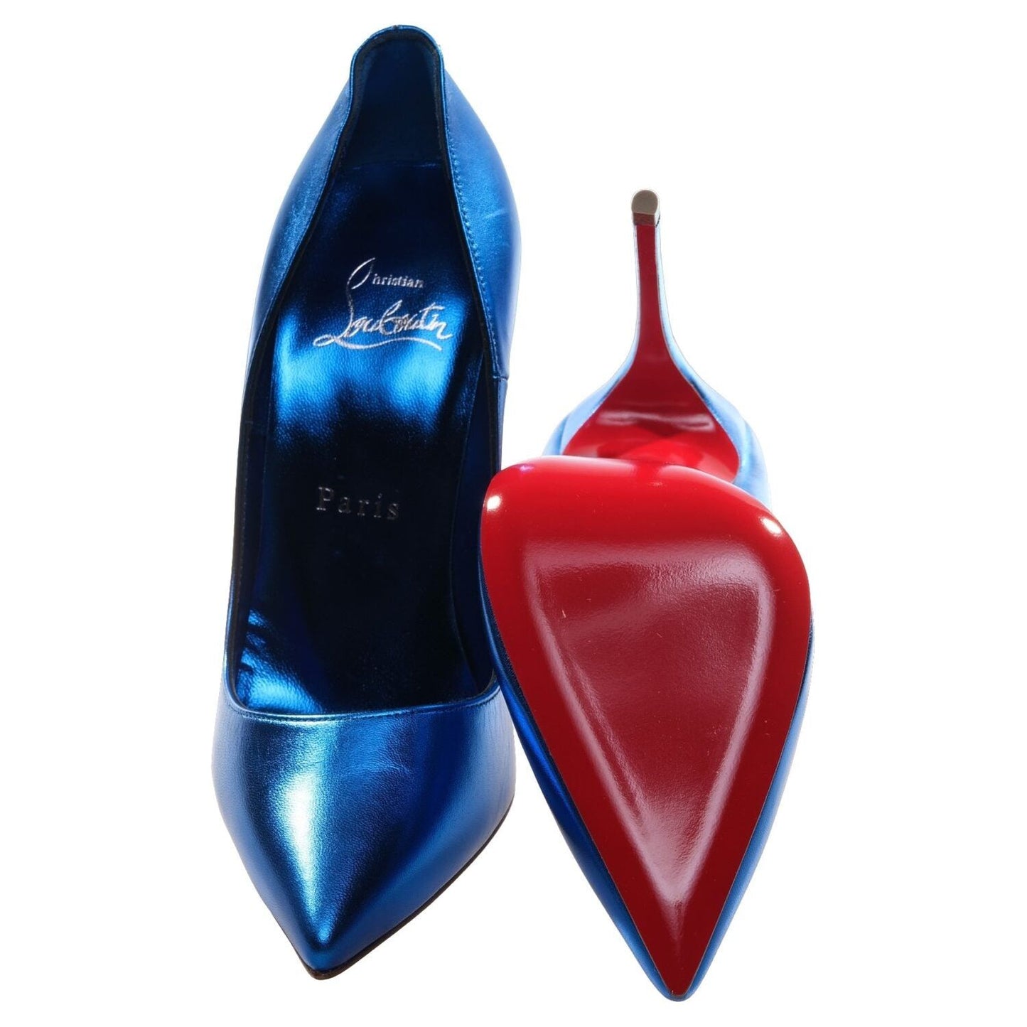 Christian Louboutin So Kate Blue Laminated Leather High Heel Pumps Christian Louboutin