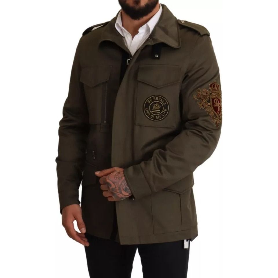 Dolce & Gabbana Green Cotton DG Love Blouson Coat Jacket Dolce & Gabbana