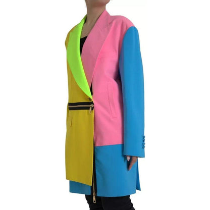 Dolce & Gabbana Multicolor Patchwork Peak Lapel Coat Jacket Dolce & Gabbana