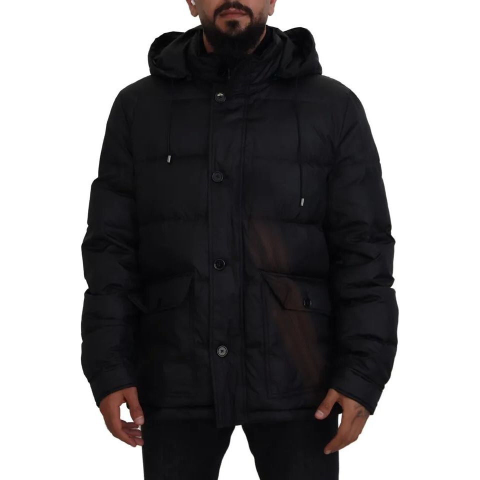 Dolce & Gabbana Black Polyester Hooded Parka Coat Winter Jacket Dolce & Gabbana