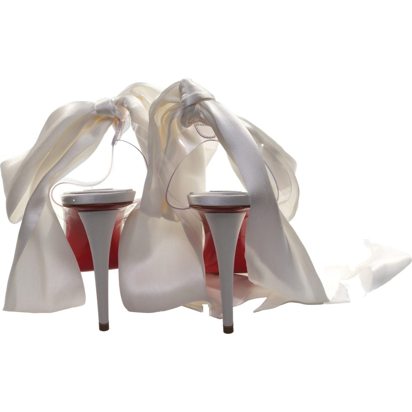 Christian Louboutin Astrinodo 100 Ivory Crystal Embellished Bow and Satin Ankle Wrap High Heels Christian Louboutin