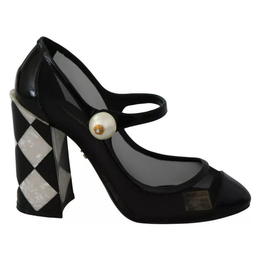 Dolce & Gabbana Black Embellished Harlequin Mary Janes Pumps Shoes Dolce & Gabbana