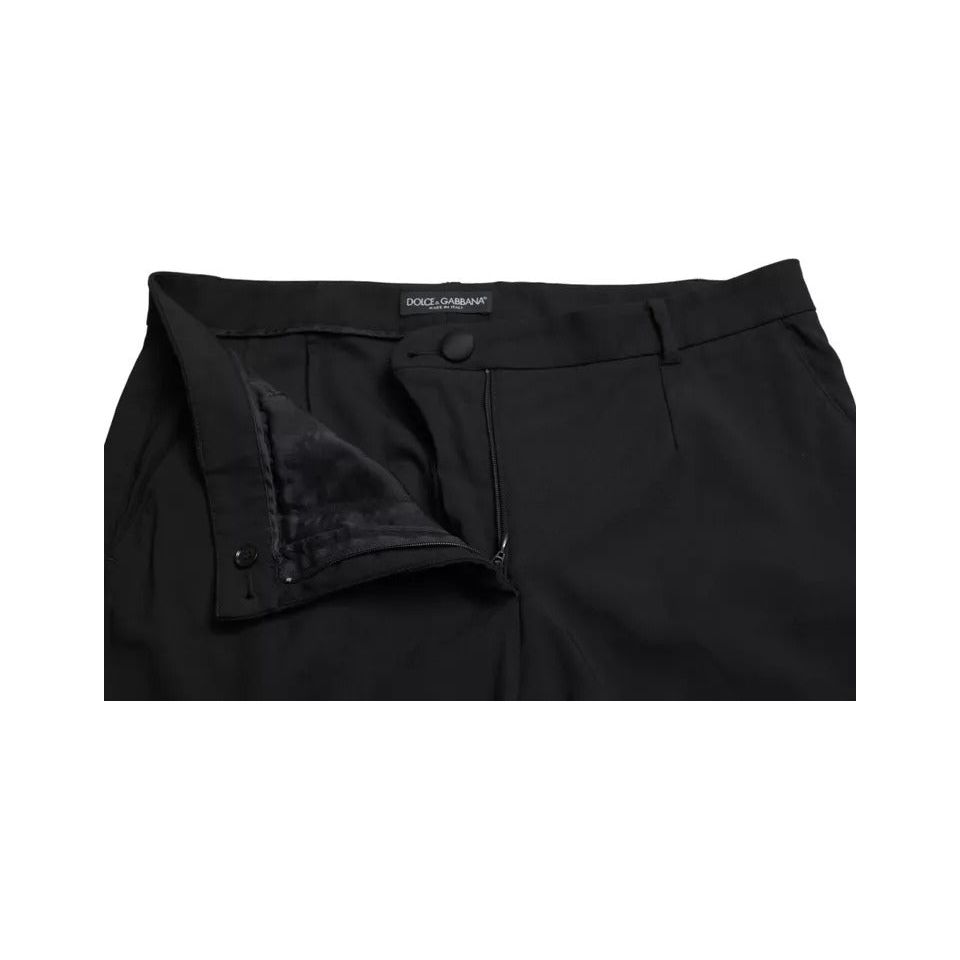 Dolce & Gabbana Black Wool High Waist Tapered Trouser Pants Dolce & Gabbana