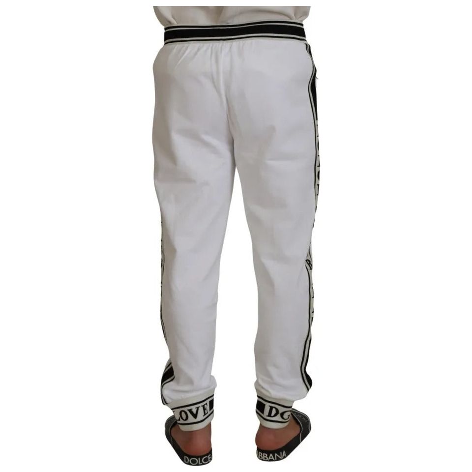 Dolce & Gabbana White Logo Jogger Jogging Cotton Pants Dolce & Gabbana