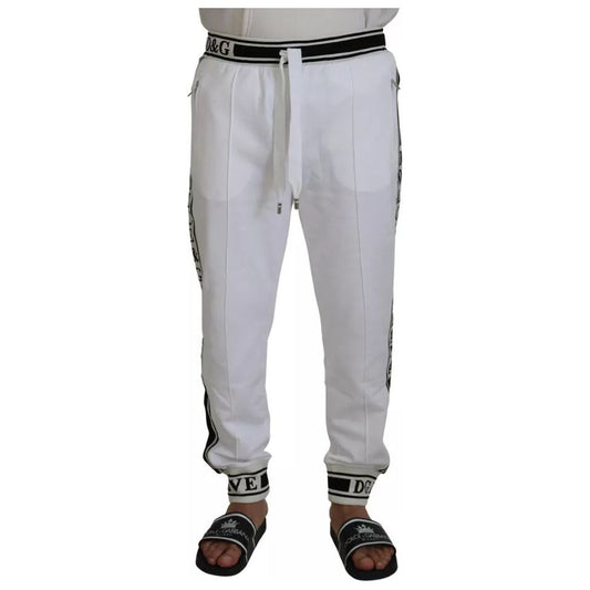 Dolce & Gabbana White Logo Jogger Jogging Cotton Pants Dolce & Gabbana