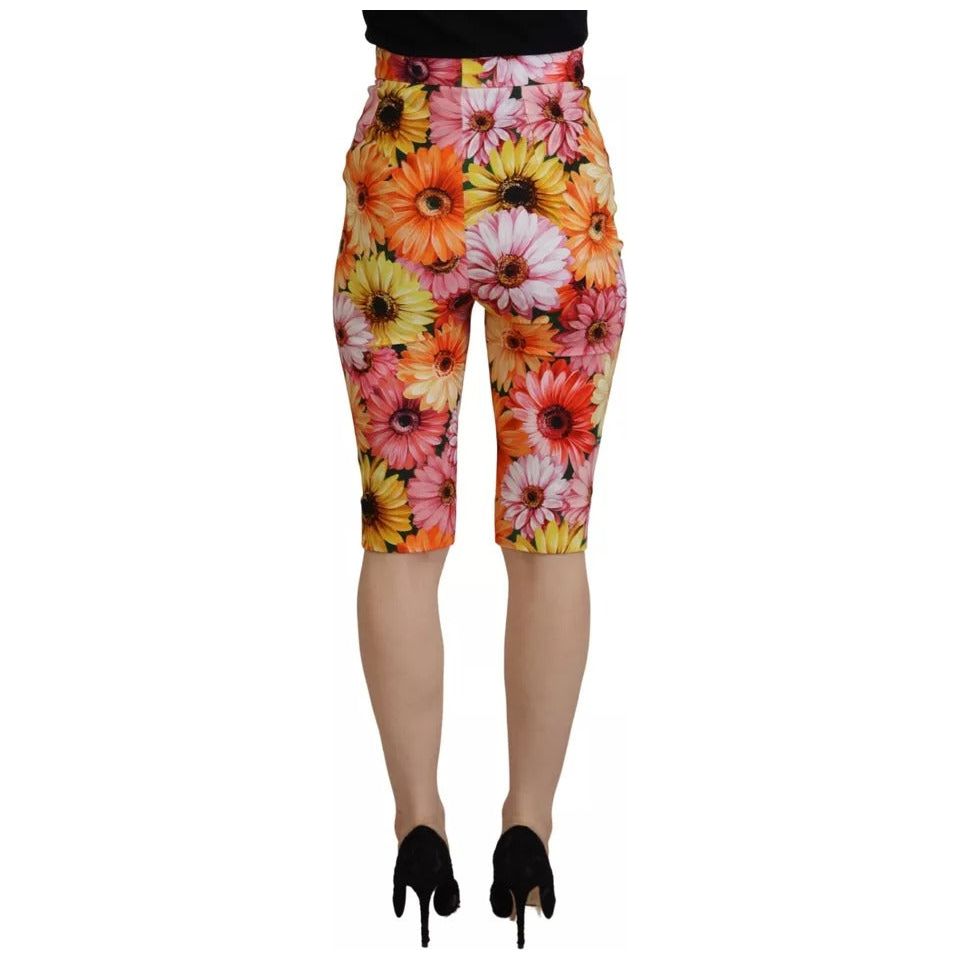 Dolce & Gabbana Multicolor Floral High Waist Cropped Pants Dolce & Gabbana