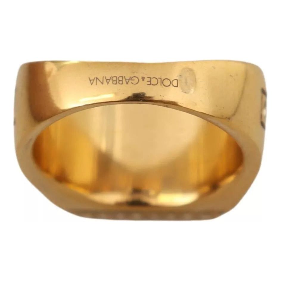 Dolce & Gabbana Gold Plated 925 Silver Green Crystal Ring Dolce & Gabbana