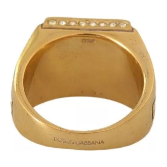 Dolce & Gabbana Gold Plated 925 Silver Green Crystal Ring Dolce & Gabbana