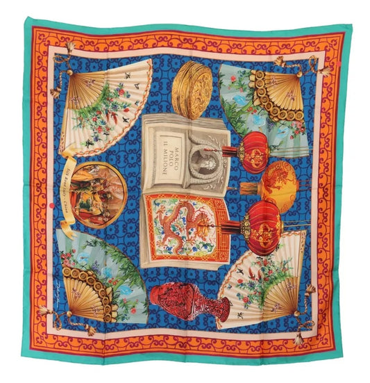 Dolce & Gabbana Multicolor Fans Dragon Nylon Shawl Wrap Scarf Dolce & Gabbana