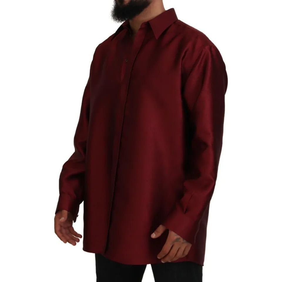 Dolce & Gabbana Bordeaux Cotton Long Sleeve Men Formal Shirt Dolce & Gabbana