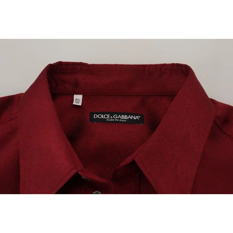 Dolce & Gabbana Bordeaux Cotton Long Sleeve Men Formal Shirt Dolce & Gabbana