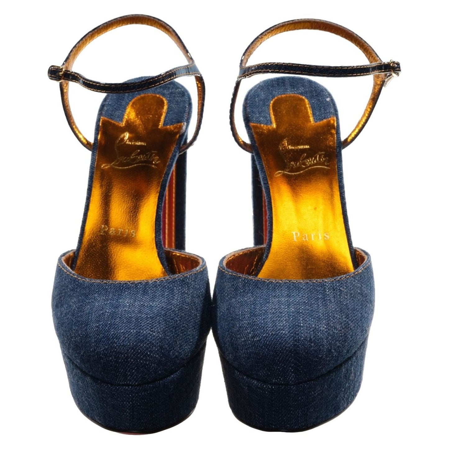 Christian Louboutin Coluna Denim Navy Blue Platform Heel Pumps Christian Louboutin