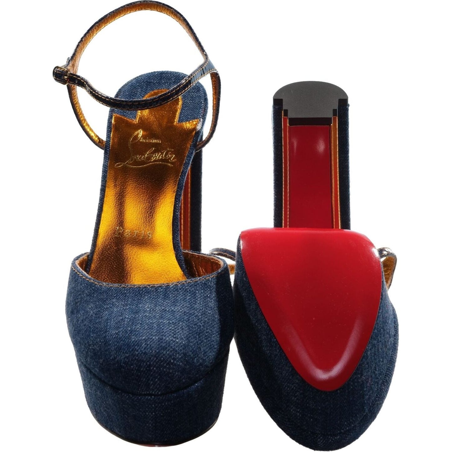 Christian Louboutin Coluna Denim Navy Blue Platform Heel Pumps Christian Louboutin