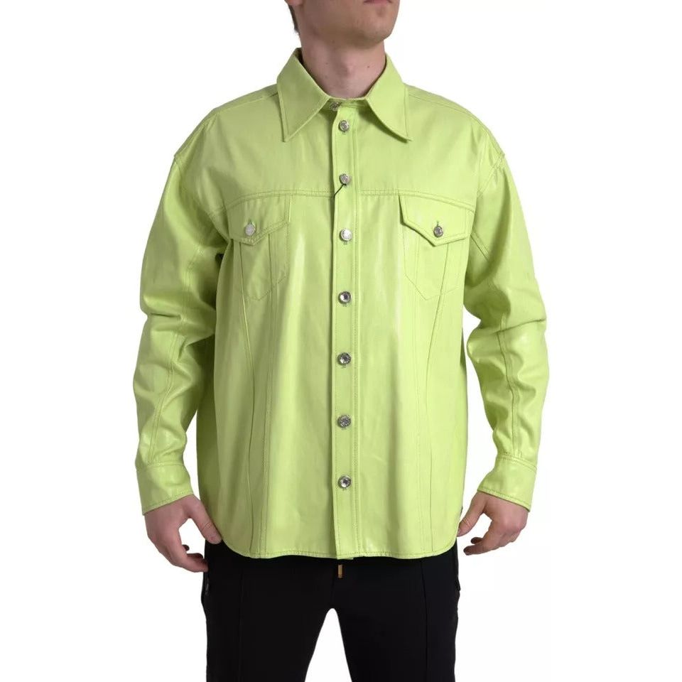 Dolce & Gabbana Green Cotton Collared Casual Button Down Shirt Dolce & Gabbana