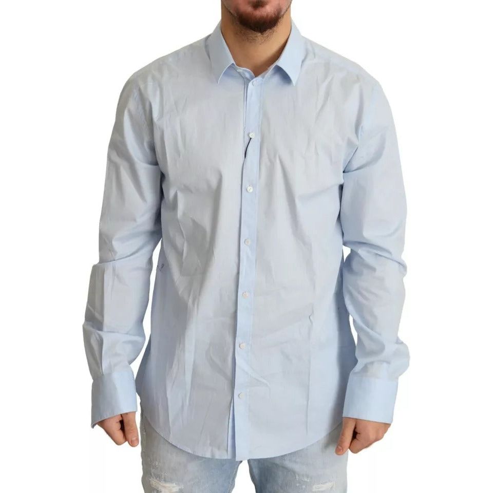 Dolce & Gabbana Light Blue Cotton Stretch Formal MARTINI Shirt Dolce & Gabbana