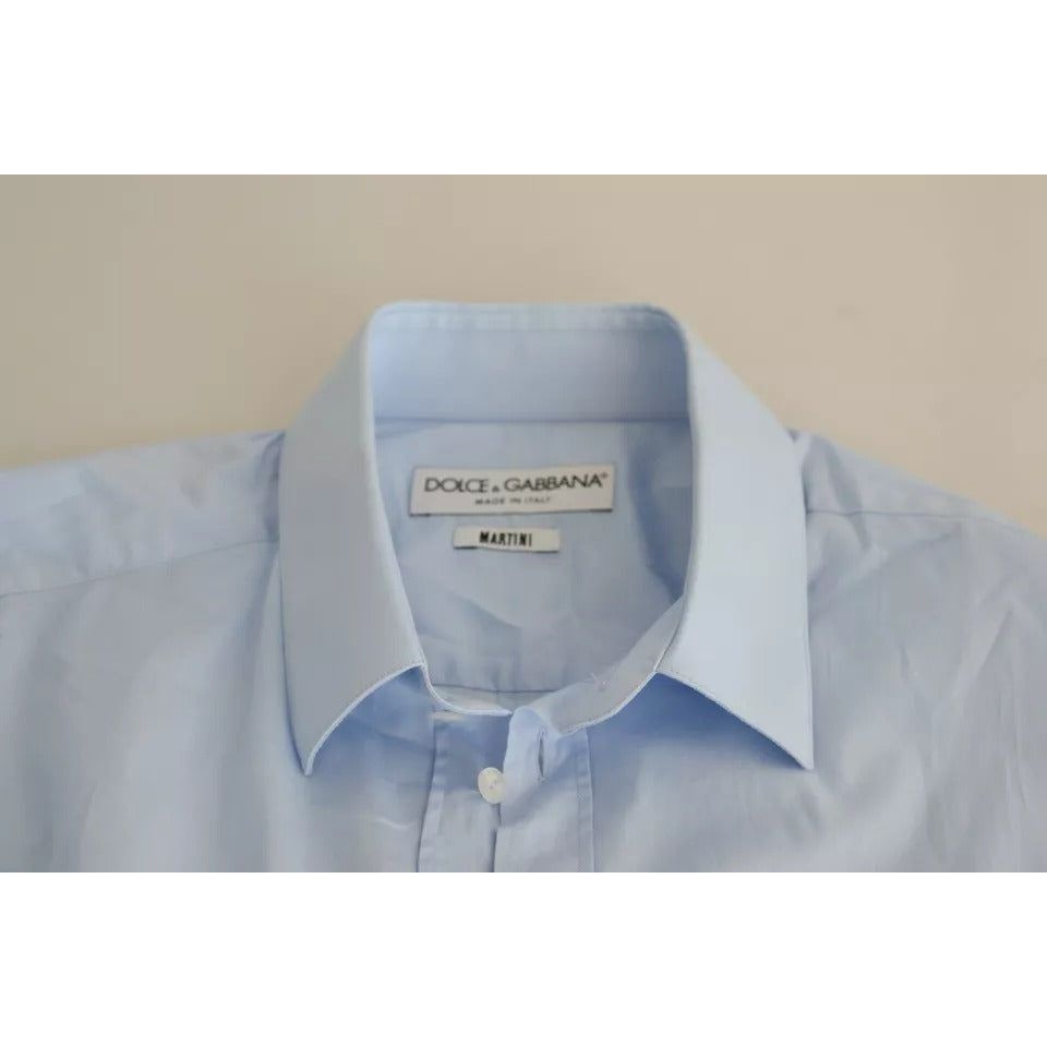 Dolce & Gabbana Light Blue Cotton Stretch Formal MARTINI Shirt Dolce & Gabbana