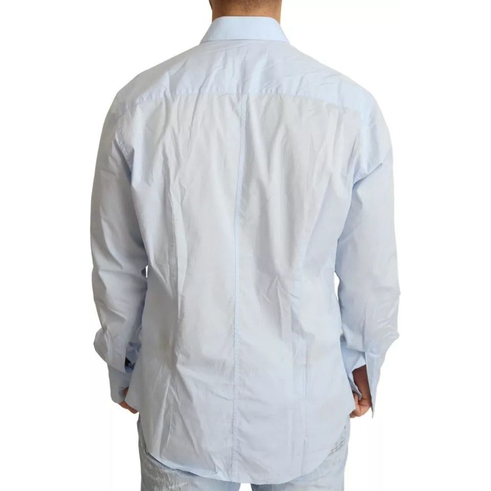 Dolce & Gabbana Light Blue Cotton Stretch Formal MARTINI Shirt Dolce & Gabbana