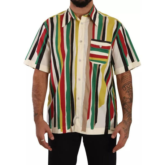 Dolce & Gabbana Multicolor Striped Short Sleeve Cotton Shirt Dolce & Gabbana