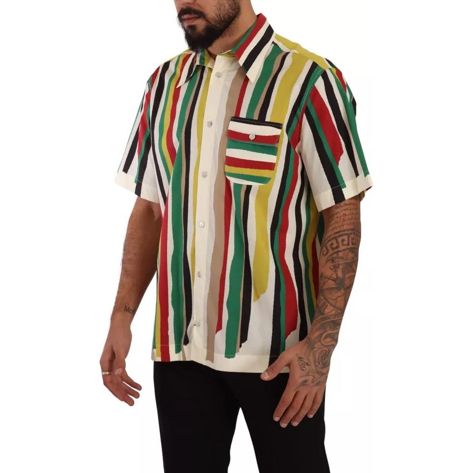 Dolce & Gabbana Multicolor Striped Short Sleeve Cotton Shirt Dolce & Gabbana